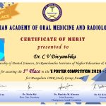 Best e poster, Faculty Original research and Manguluru study Group Award – IAOMR 2020