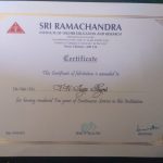 1. Received Gold coin for 10 yrs of continuous service at SRIHER