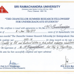 The Chancellor Summer Research Fellowship for Under Graduated Students