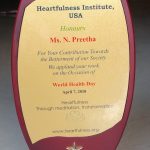 Appreciation award  - Heartfulness Institute, USA