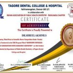  3rd Best Poster under Faculty Category at CDE organized by Tagore Dental College. 