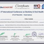 3rd best paper twice at the 3rd International Conference on Dentistry & Oral Health 2021