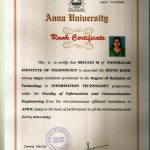 Anna University Gold Medalist Sixth Rank holder in B.Tech (Information Technology)