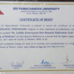 DR.LALITHA KAMESWARAN GOLD MEDAL- BEST RESEARCH PUBLICATIONS-2015