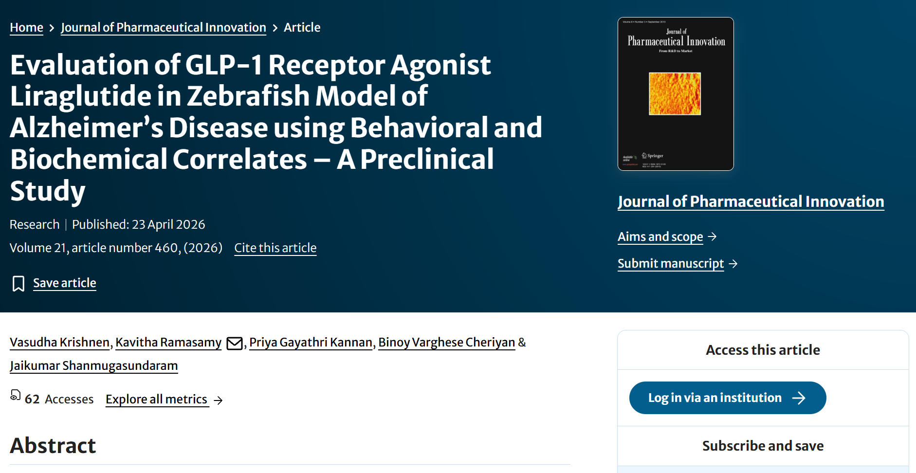 Publications – Dr.R.Kavitha – Dr.Vasudha Krishnen